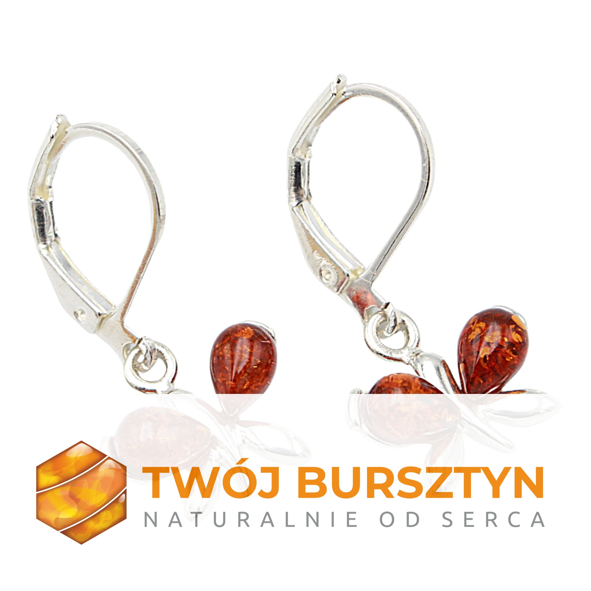 KOLCZYKI BURSZTYN SREBRO srebrne z bursztynem