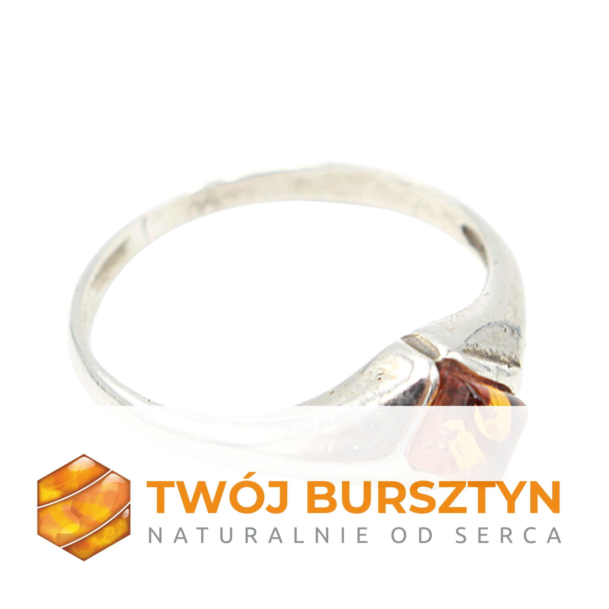 PIERŚCIONEK srebrny SREBRO 925 bursztyn r.10