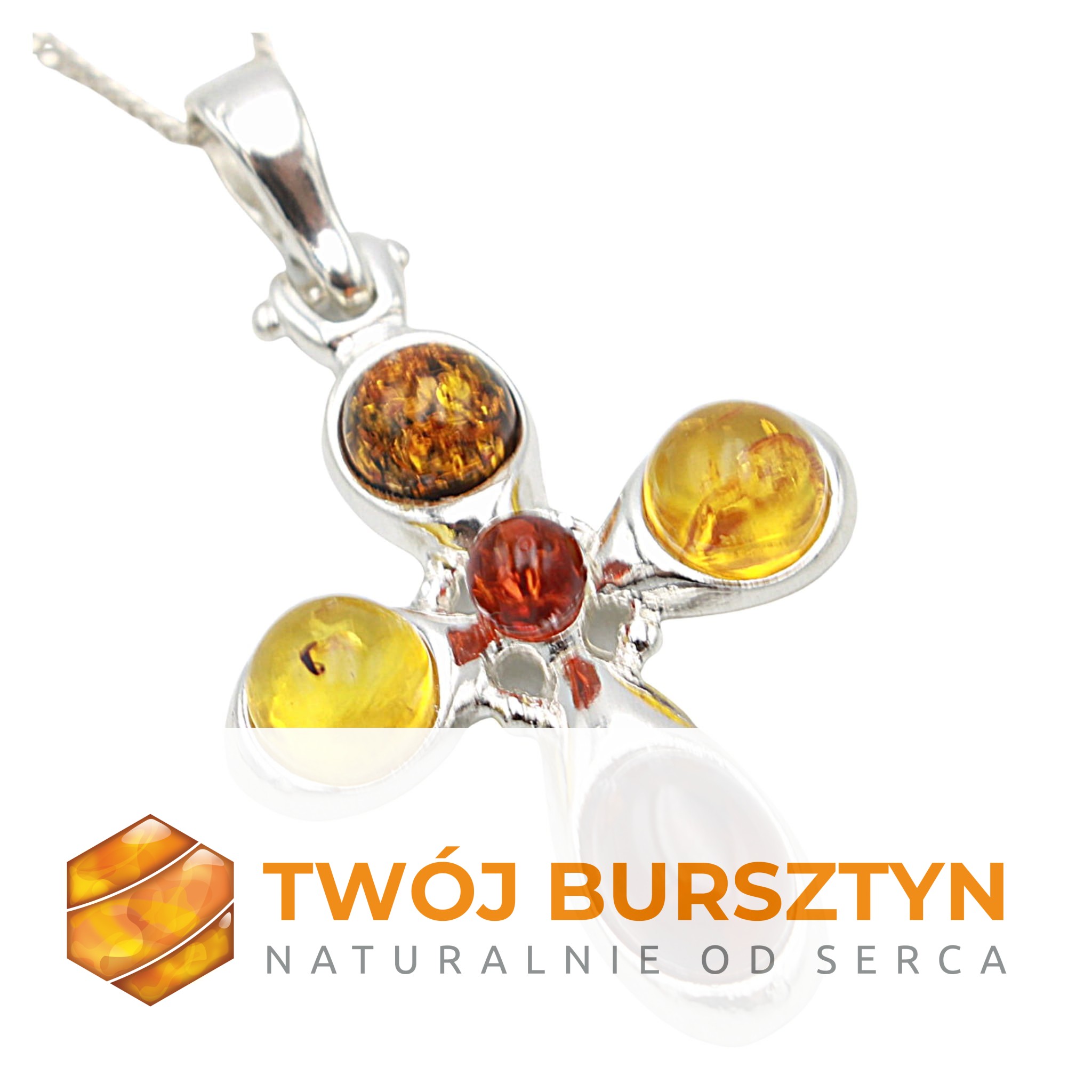 SREBRNY WISIOREK bursztyn BAŁTYCKI SREBRO 925