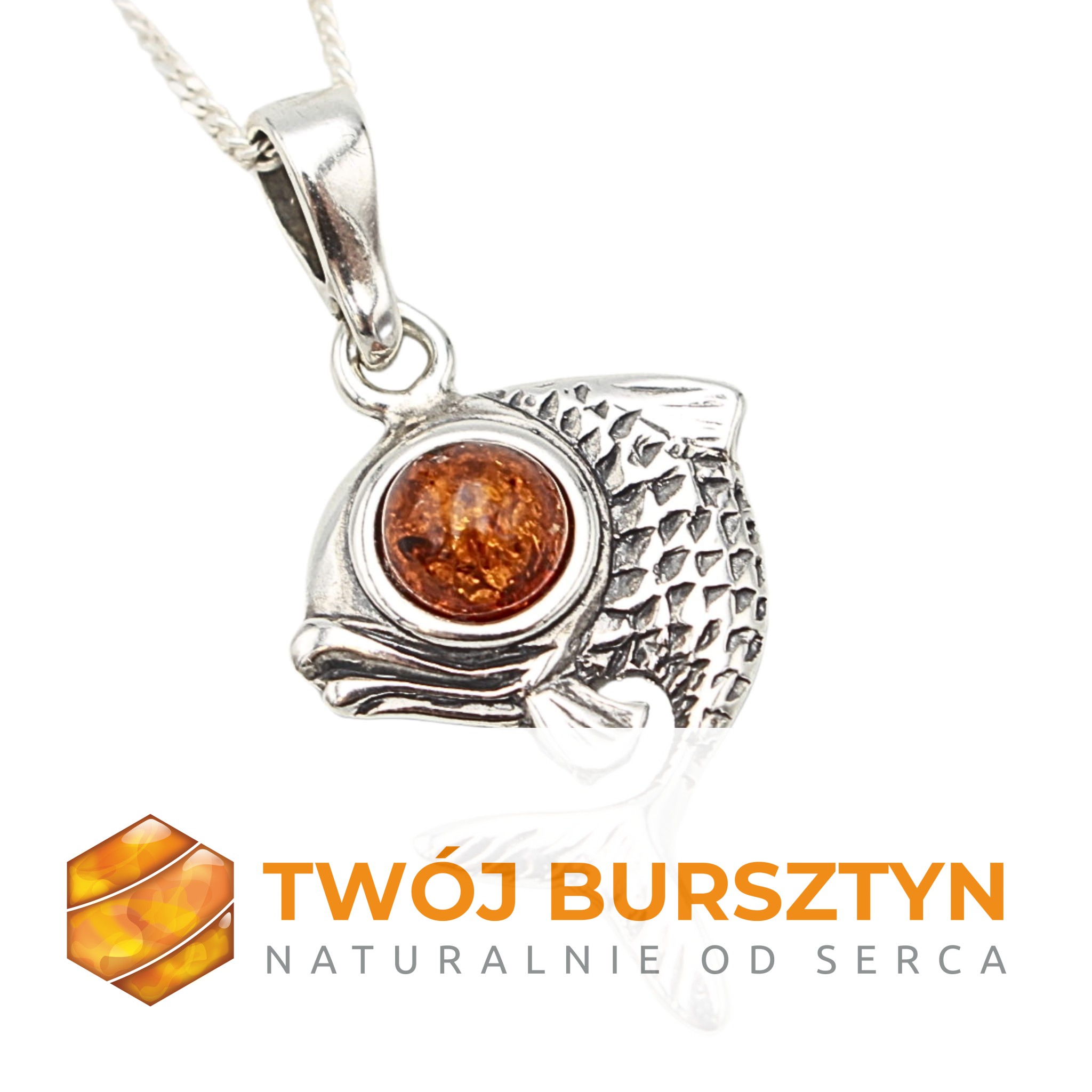 WISIOREK z bursztynem SREBRNY bursztyn naturalny