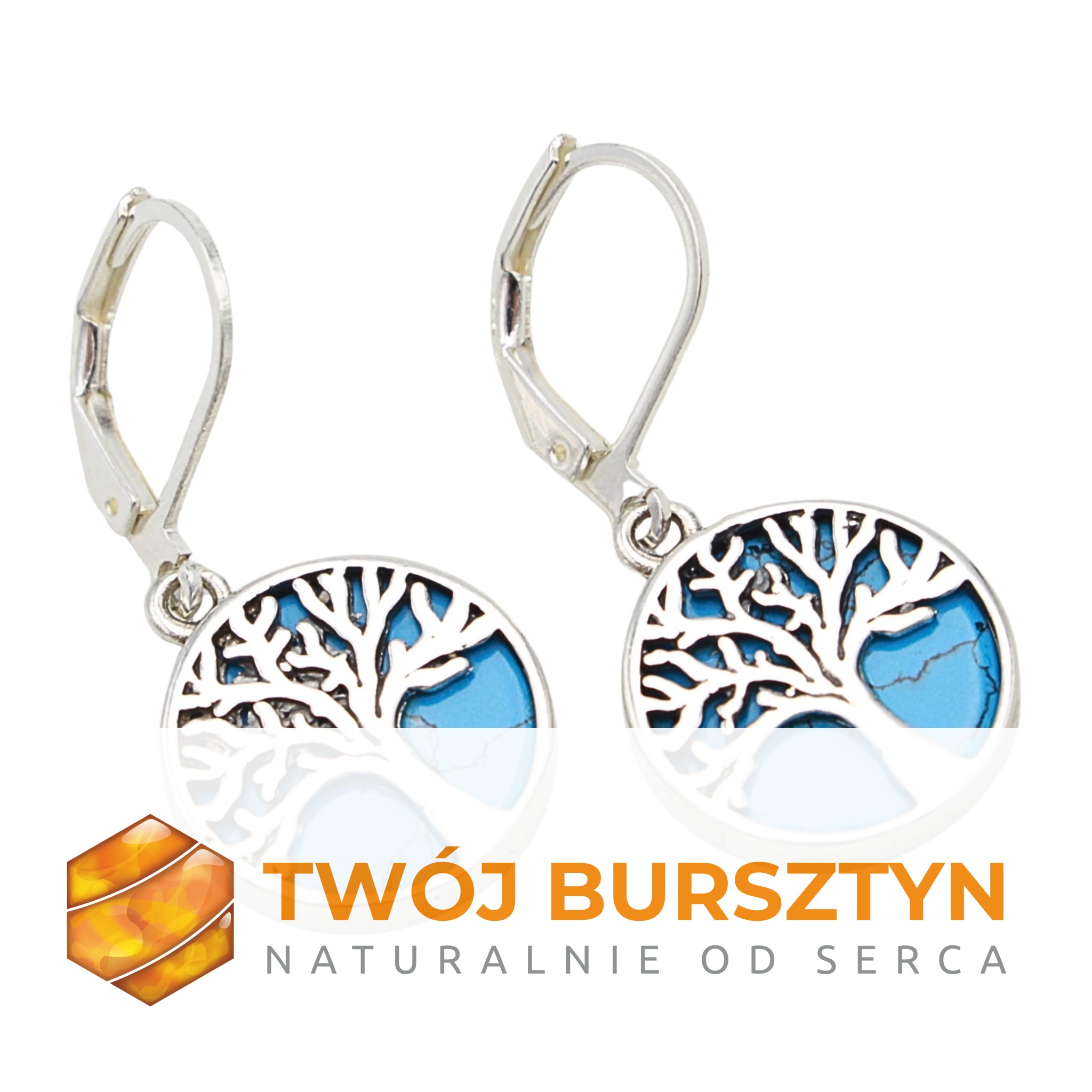 KOLCZYKI SREBRNE z turkusem TURKUS srebro 925