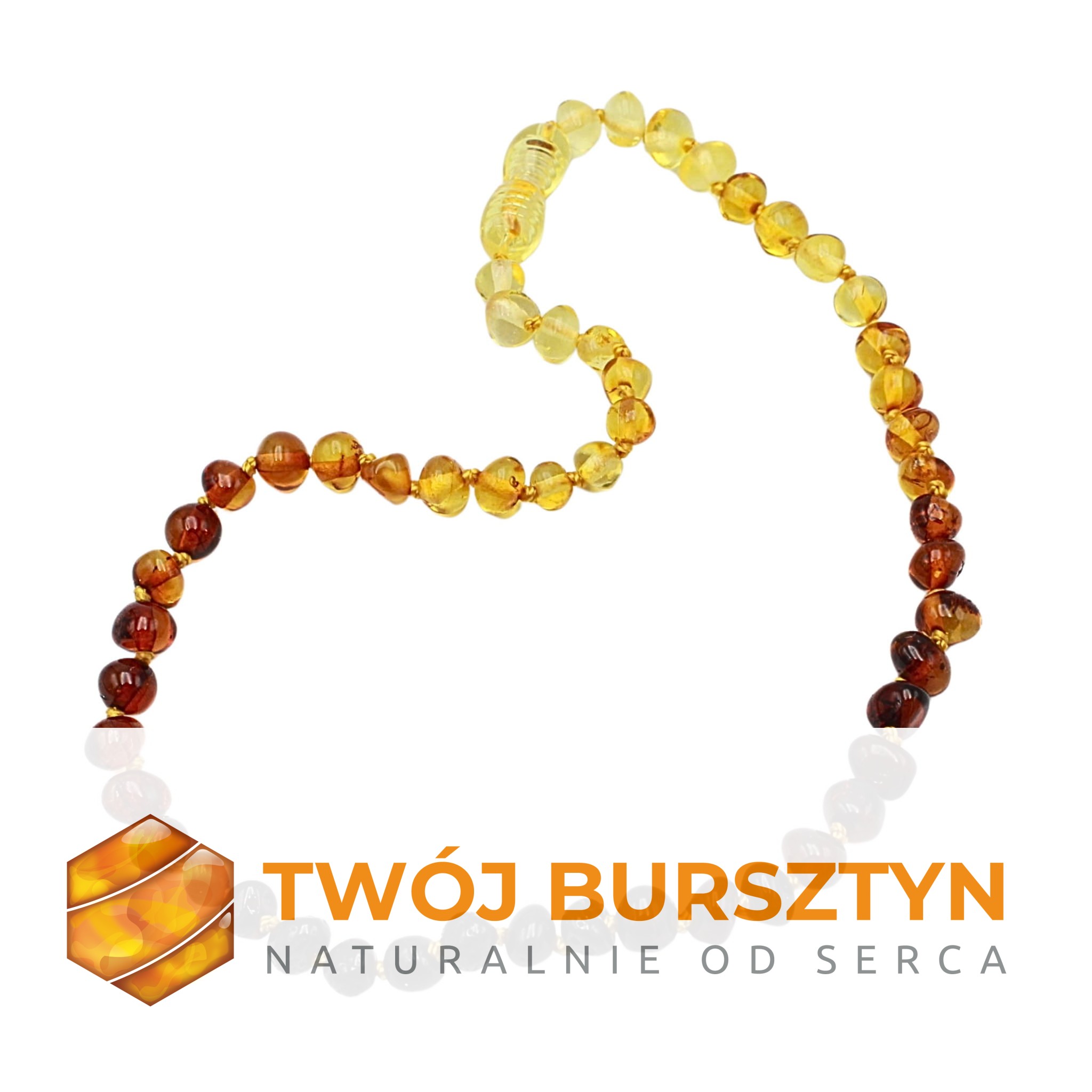 NASZYJNIK dla dzieci Z BURSZTYNEM na ząbkowanie bursztyn
