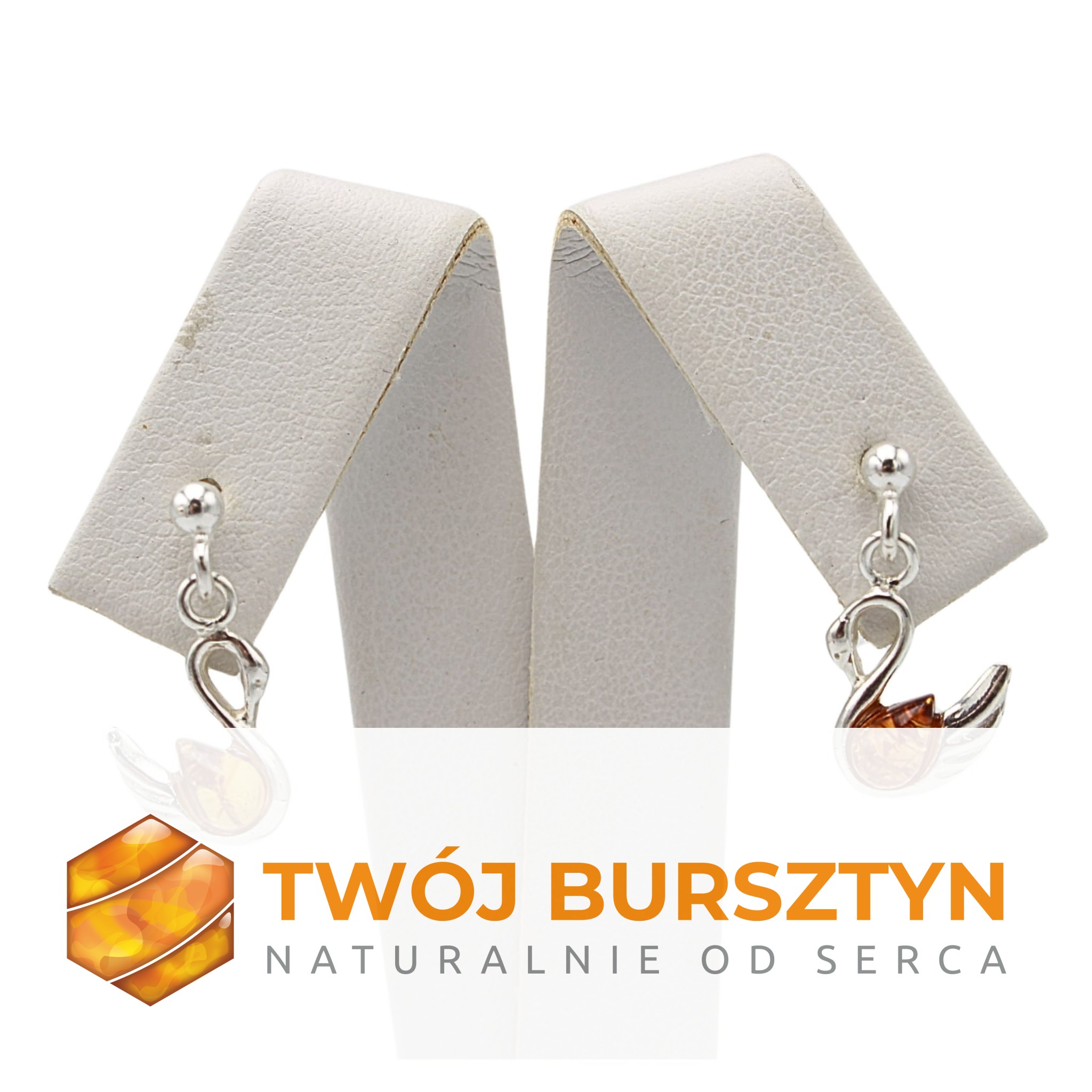 SZTYFTY KOLCZYKI Z BURSZTYNEM SREBRNE srebro 925 bursztyn naturalny