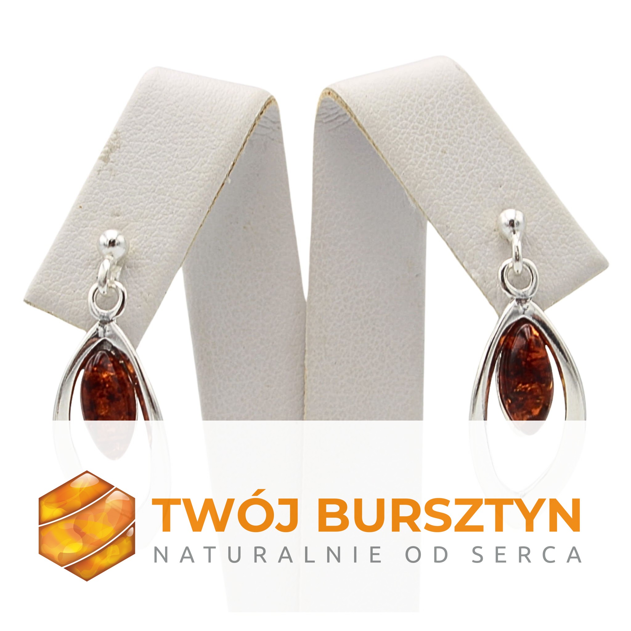 SZTYFTY KOLCZYKI Z BURSZTYNEM SREBRNE srebro 925 bursztyn naturalny