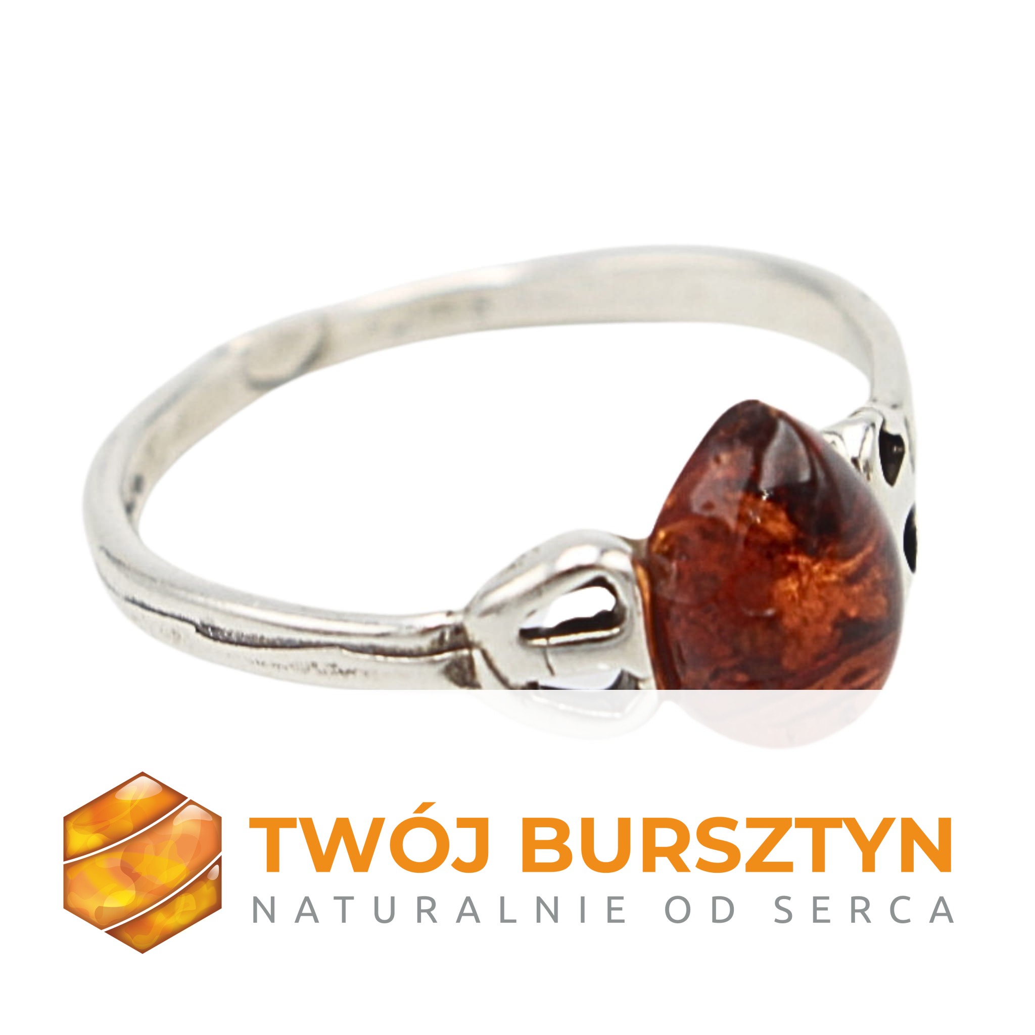 PIERŚCIONEK z bursztynem srebrny BURSZTYN SREBRO 925 r.12