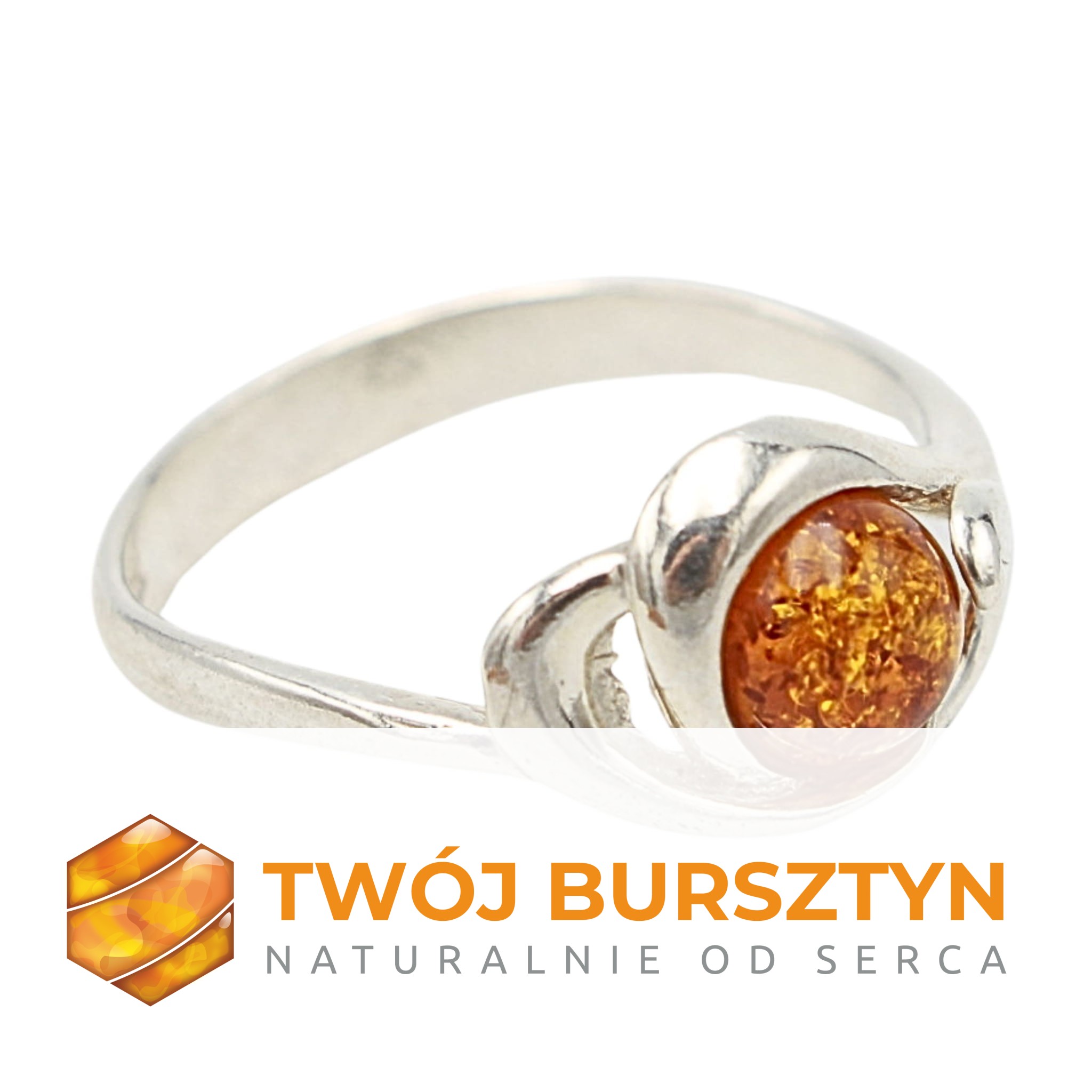 SREBRNY PIERŚCIONEK z bursztynem BURSZTYN srebro 925 r.13