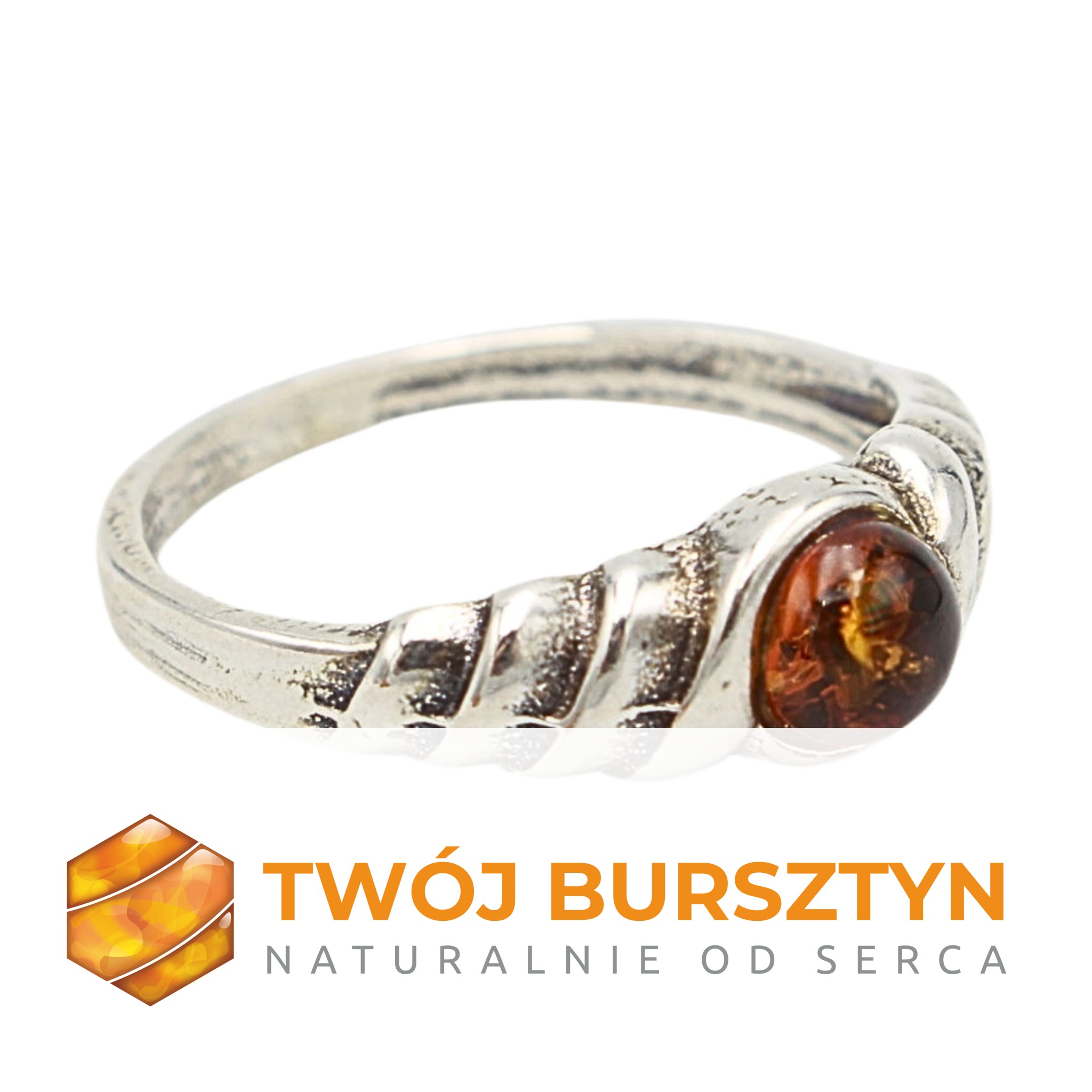 SREBRNY PIERŚCIONEK z bursztynem BURSZTYN srebro 925 r.12