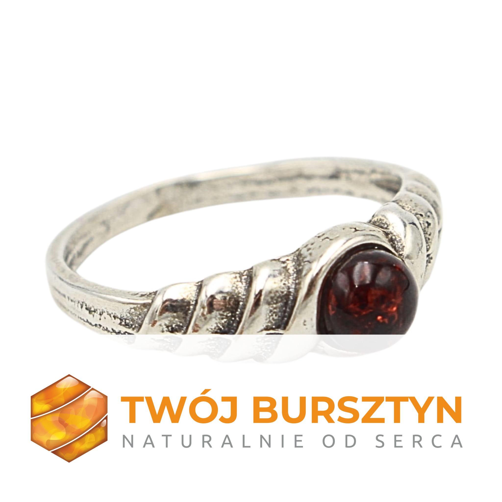 SREBRNY PIERŚCIONEK z bursztynem BURSZTYN srebro 925 r.13