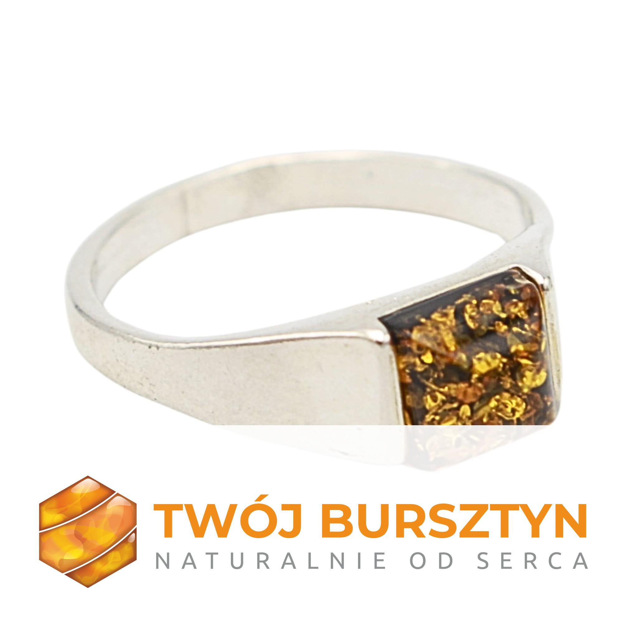SREBRNY PIERŚCIONEK z bursztynem BURSZTYN srebro 925 r.13