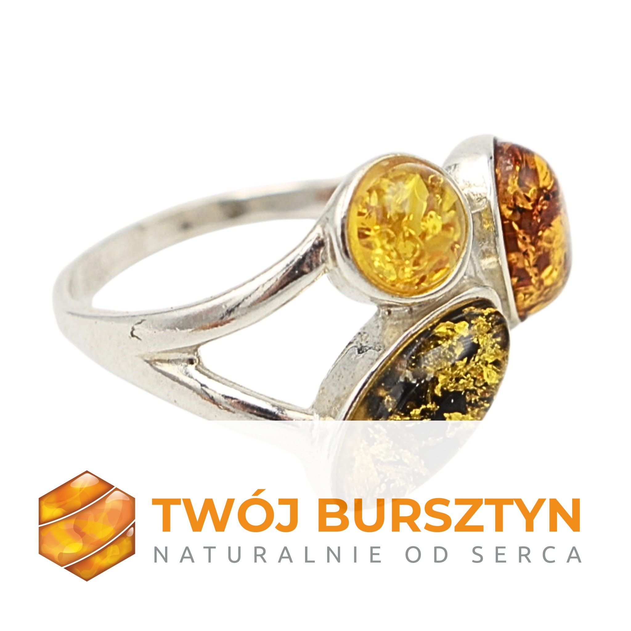 SREBRNY PIERŚCIONEK z bursztynem BURSZTYN srebro 925 r.12