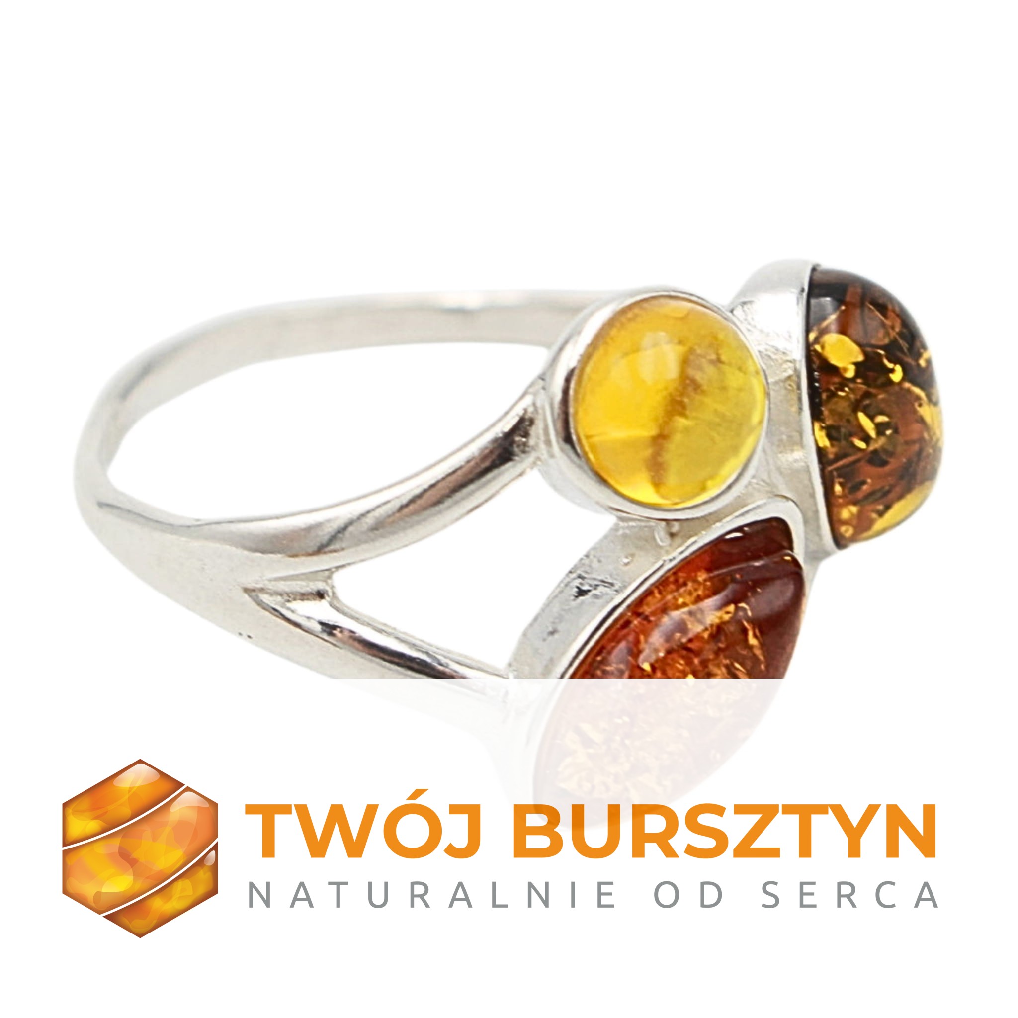 SREBRNY PIERŚCIONEK z bursztynem BURSZTYN srebro 925 r.21