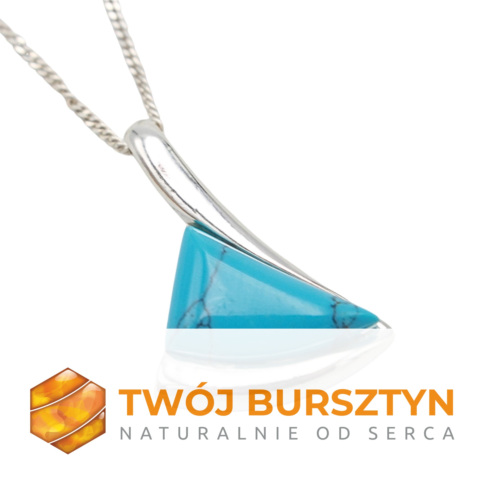 SREBRNY WISIOREK z TURKUSEM turkus NASZYJNIK srebro 925 