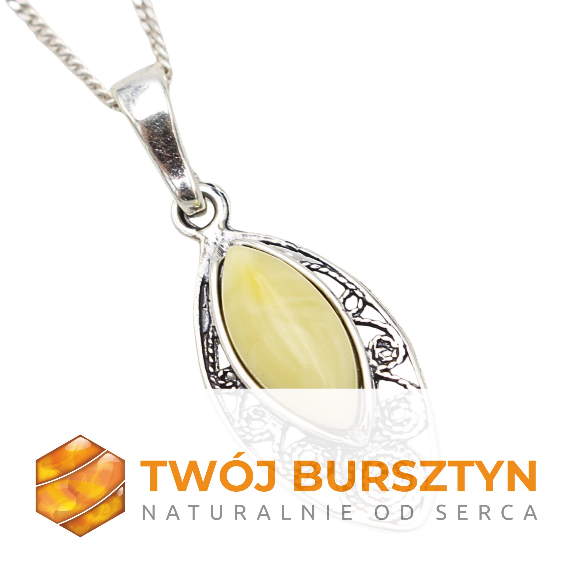 WISIOREK Z BURSZTYNU srebrny SREBRO 925 bursztyn SREBRNY z bursztynem