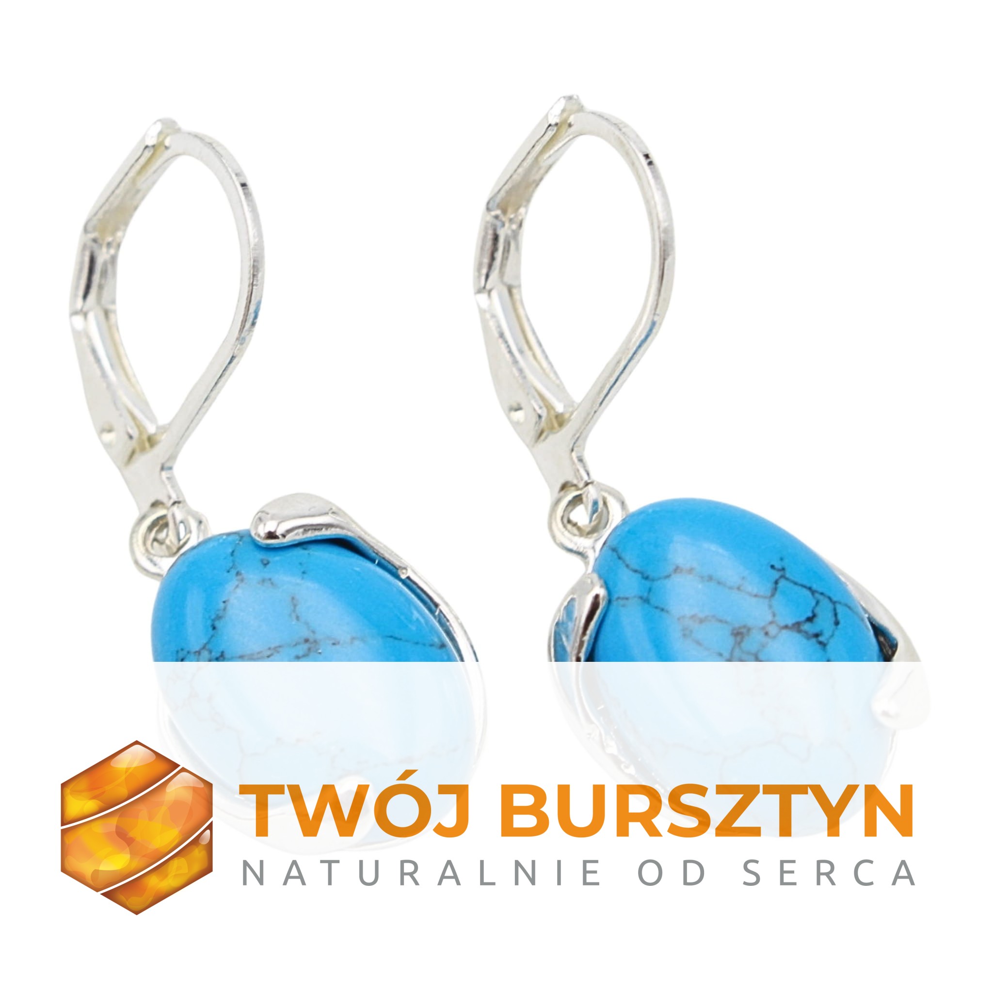 KOLCZYKI SREBRNE z turkusem TURKUS srebro 925