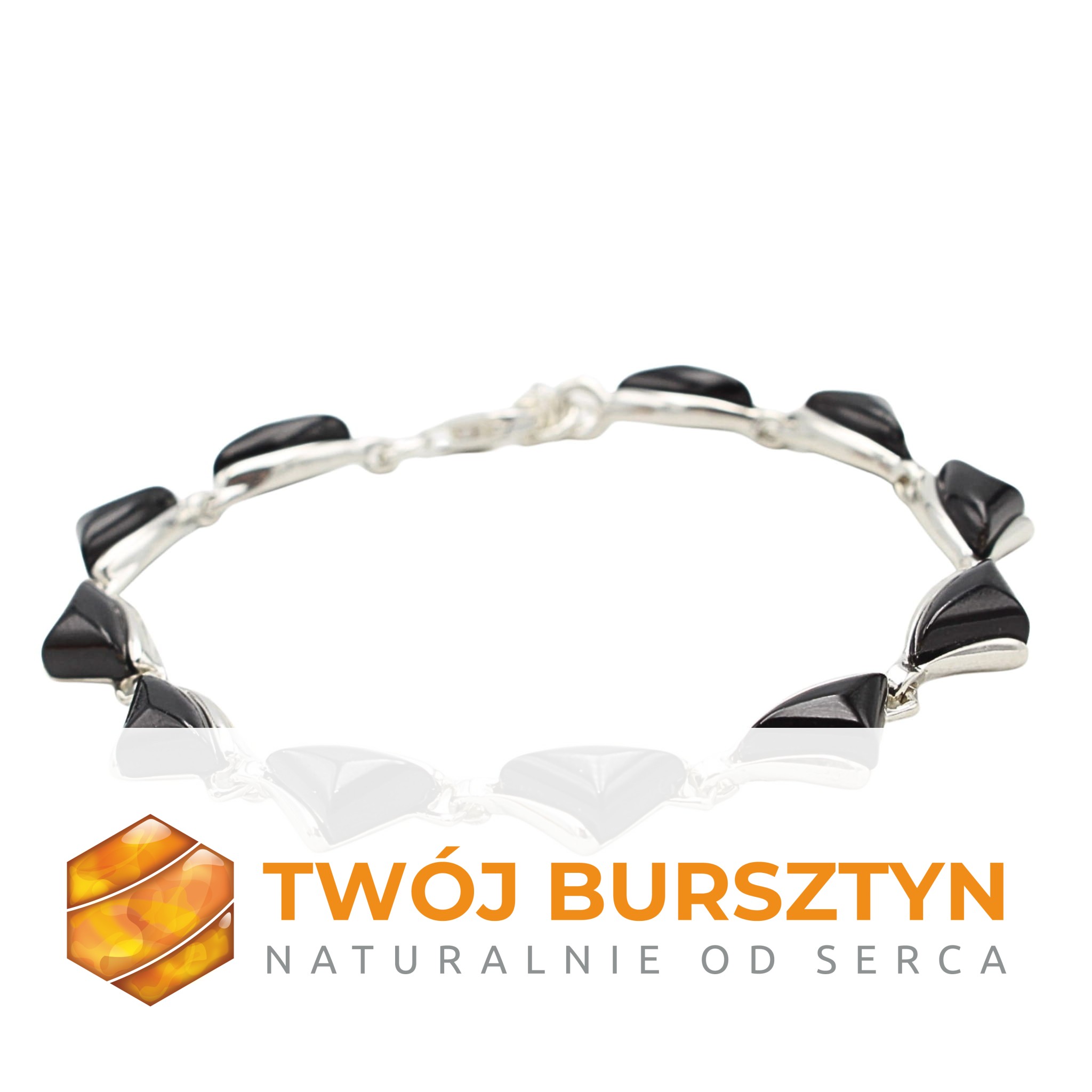BRANSOLETKA srebrna z BURSZTYNEM srebro 925 bursztyn naturalny