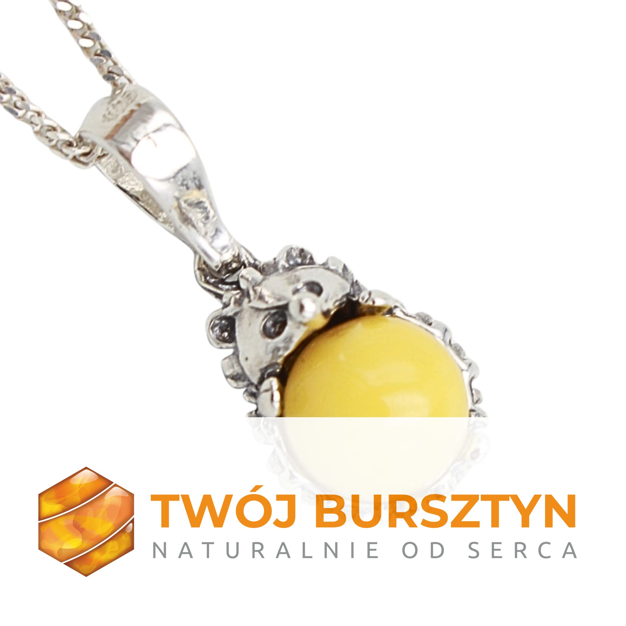 WISIOREK Z BURSZTYNU srebrny SREBRO 925 bursztyn  