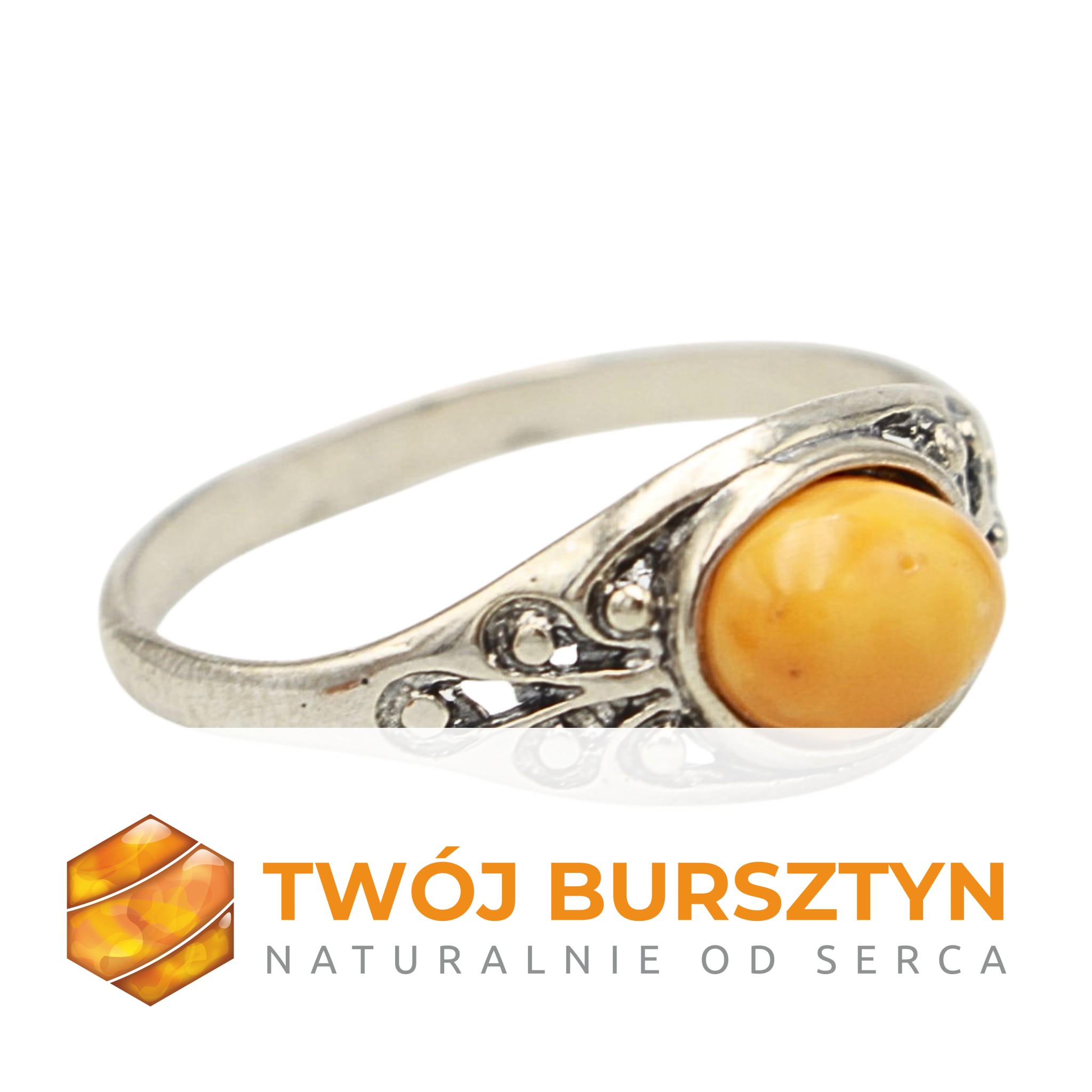 SREBRNY PIERŚCIONEK z bursztynem BURSZTYN srebro 925 r.24