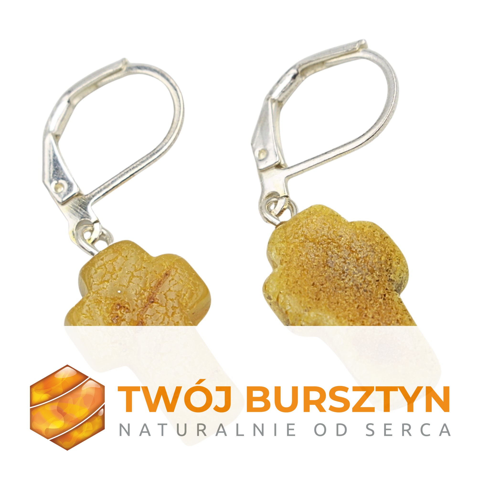 SREBRNE KOLCZYKI z bursztynem SREBRO 925 BURSZTYN Bałtycki