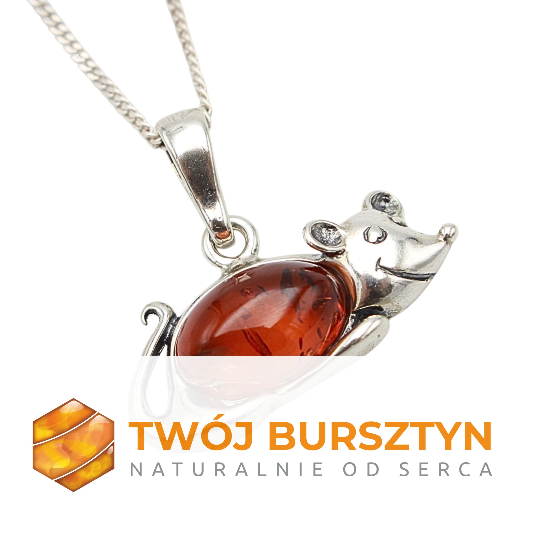 WISIOREK zawieszka NASZYJNIK z bursztynem BURSZTYN srebro 925 