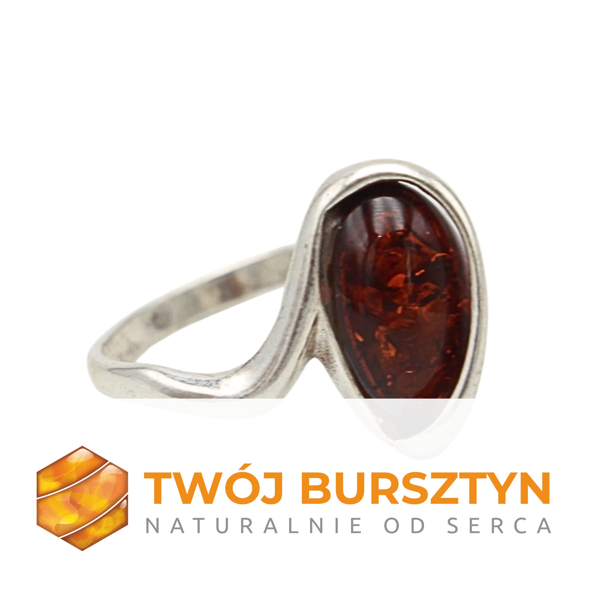 SREBRNY PIERŚCIONEK z bursztynem BURSZTYN srebro 925 r.13