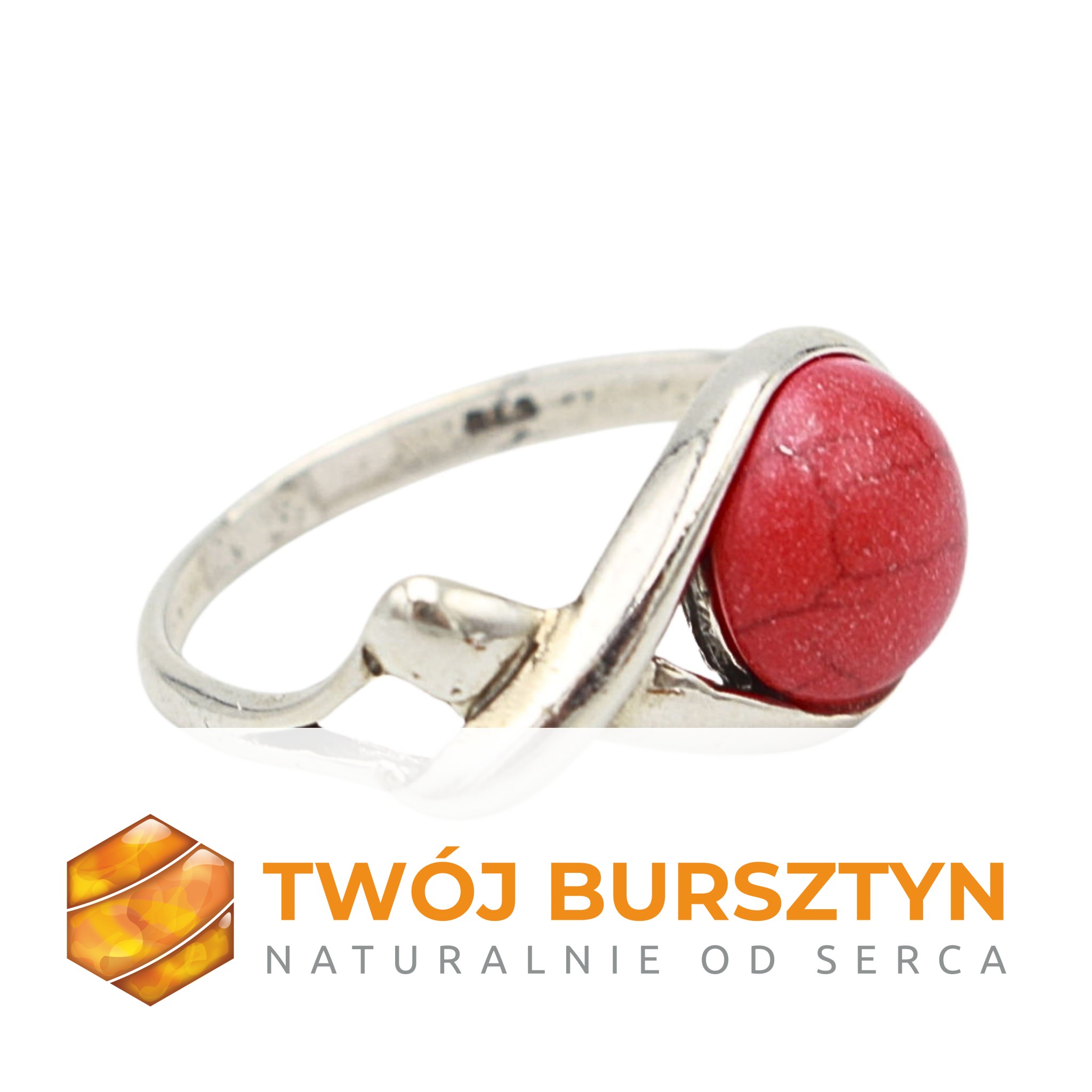 PIERŚCIONEK z koralem SREBRO 925 srebrny KORAL r.19