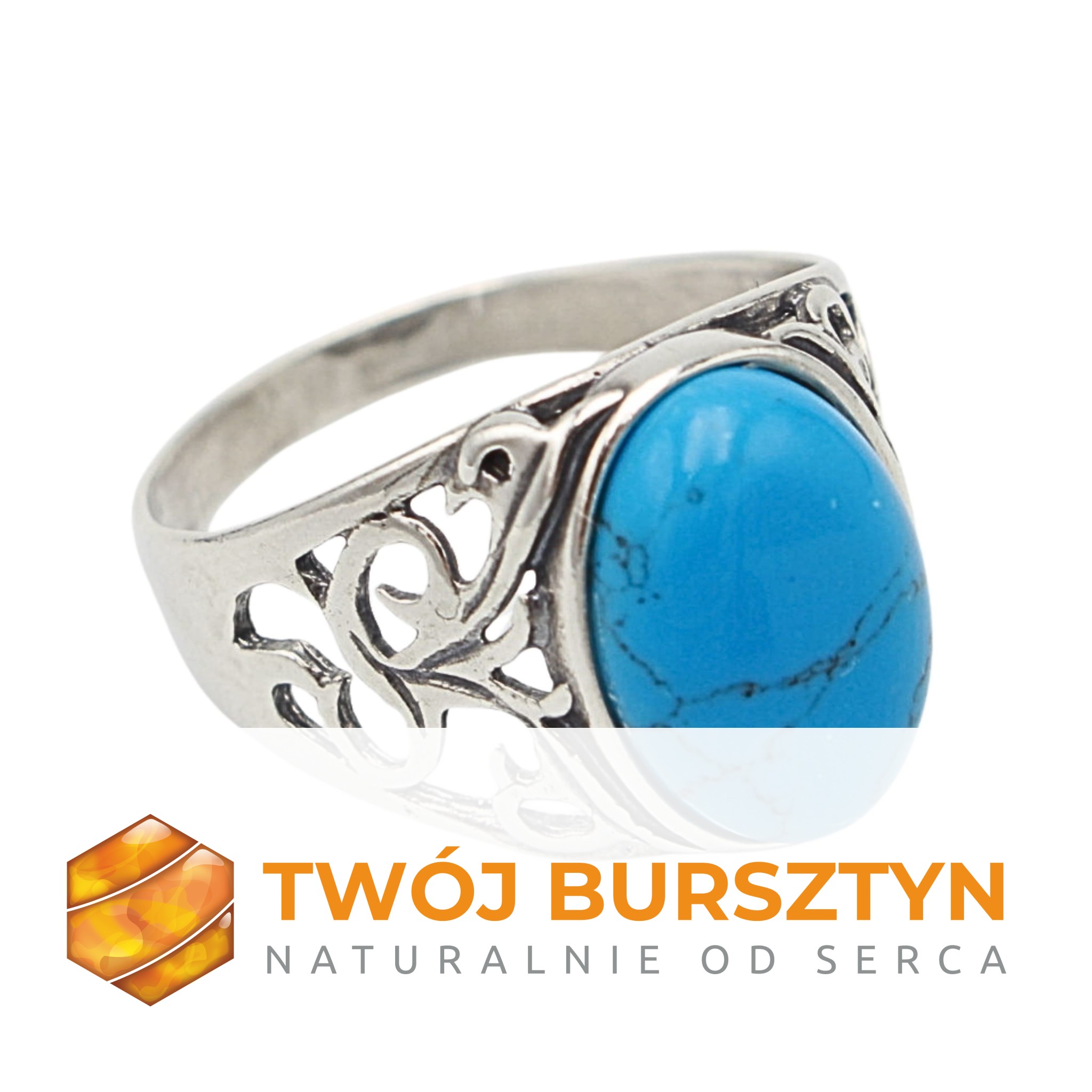 PIERŚCIONEK Z TURKUSEM srebro 925 SREBRNY turkus  r.20