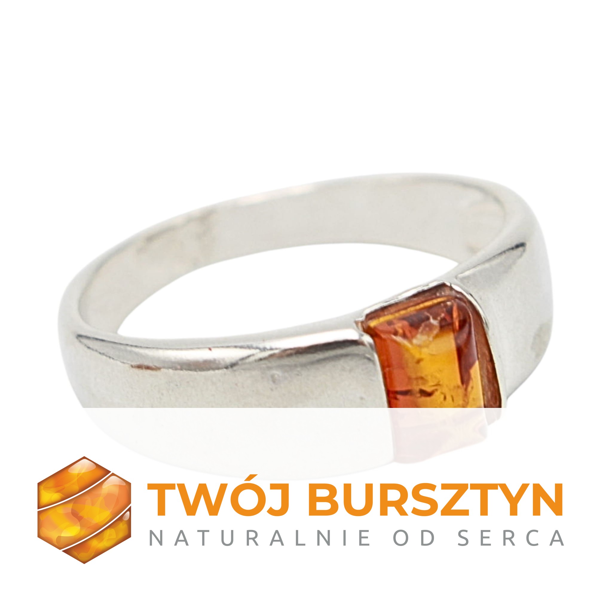 SREBRNY PIERŚCIONEK z bursztynem BURSZTYN srebro 925 r.15