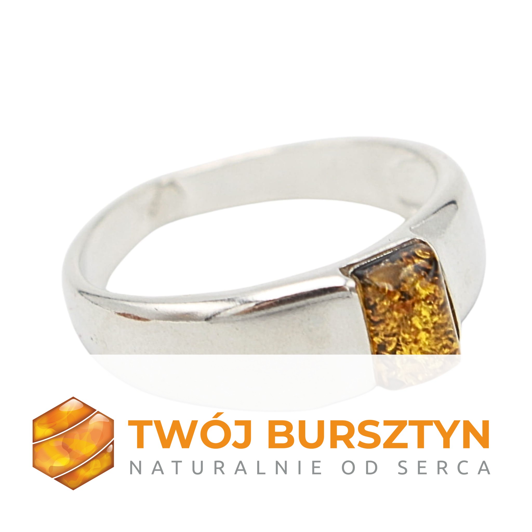 SREBRNY PIERŚCIONEK z bursztynem BURSZTYN srebro 925 r.14