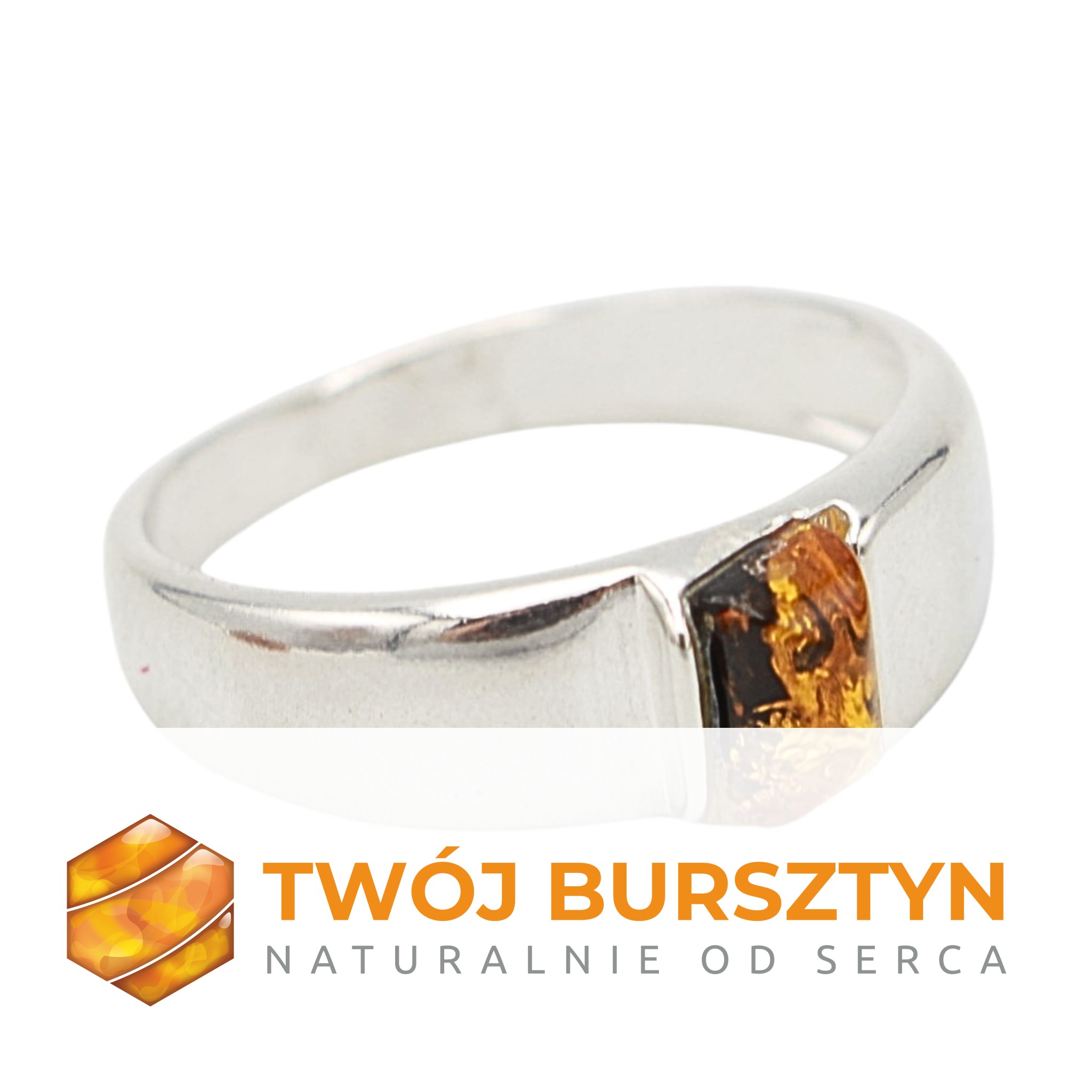 SREBRNY PIERŚCIONEK z bursztynem BURSZTYN srebro 925 r.15