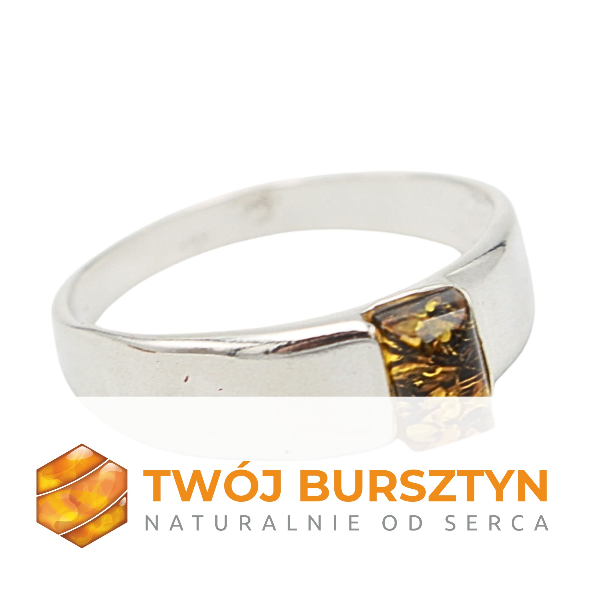 SREBRNY PIERŚCIONEK z bursztynem BURSZTYN srebro 925 r.21