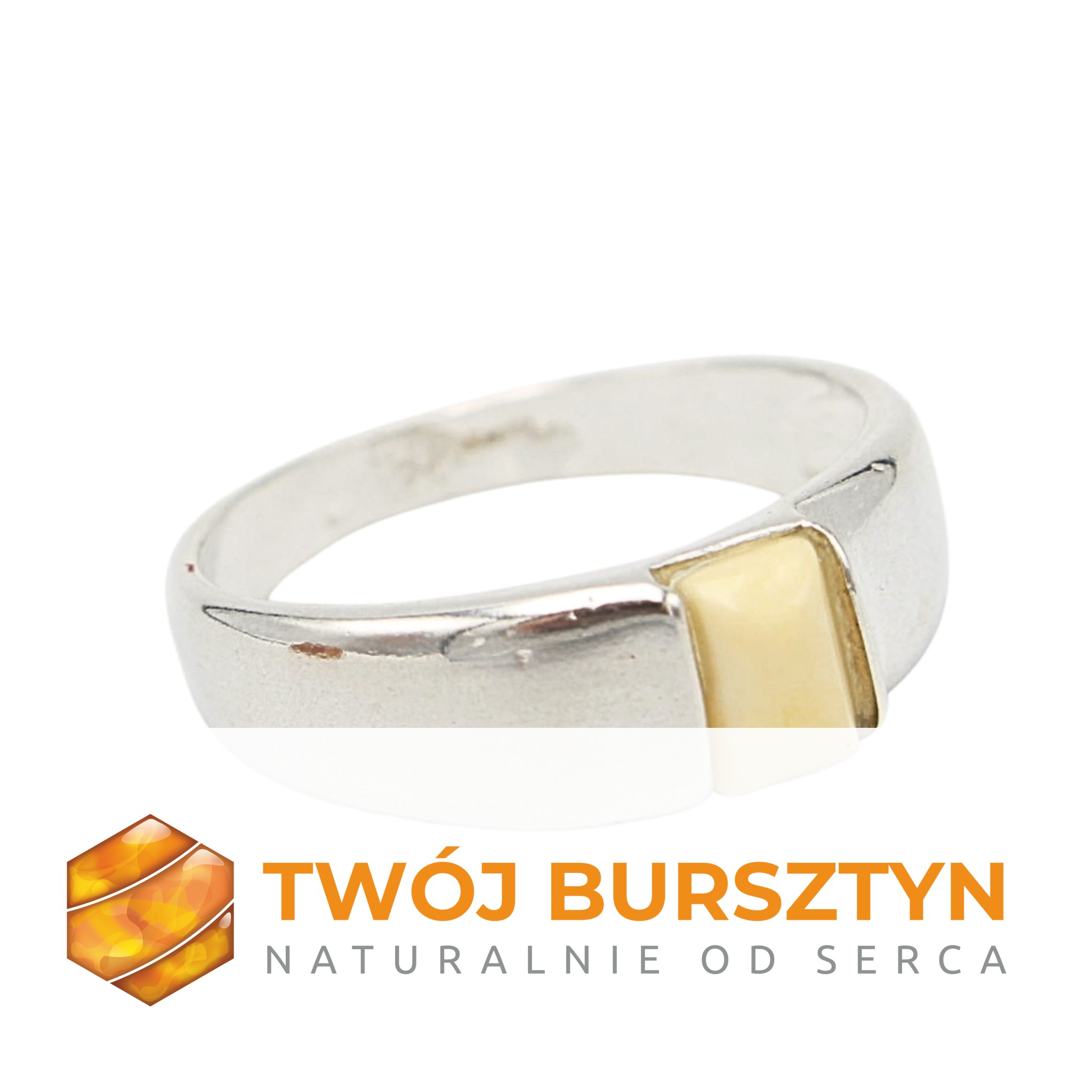SREBRNY PIERŚCIONEK z bursztynem BURSZTYN srebro 925 r.13