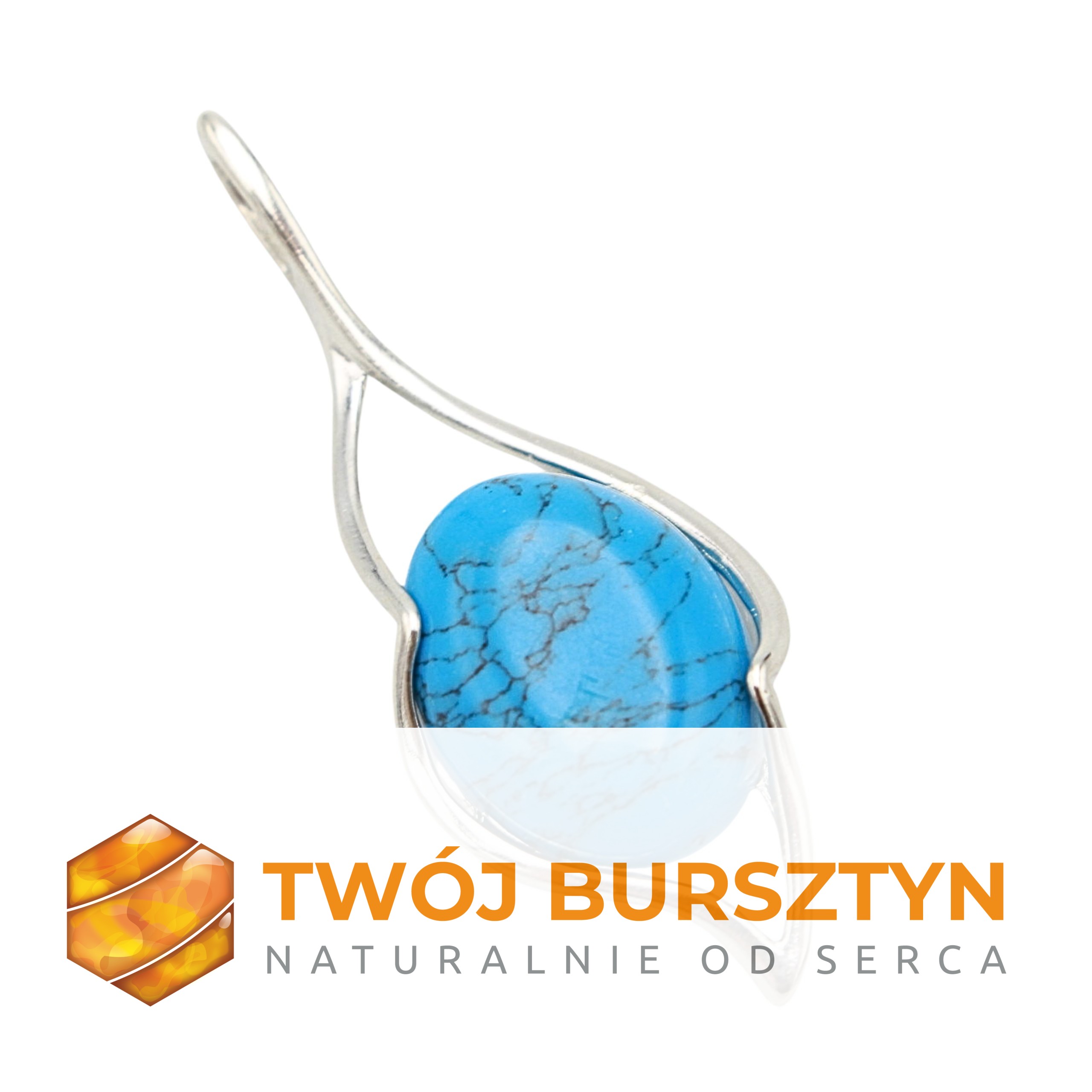 SREBRNY WISIOREK z TURKUSEM turkus NASZYJNIK srebro 925 
