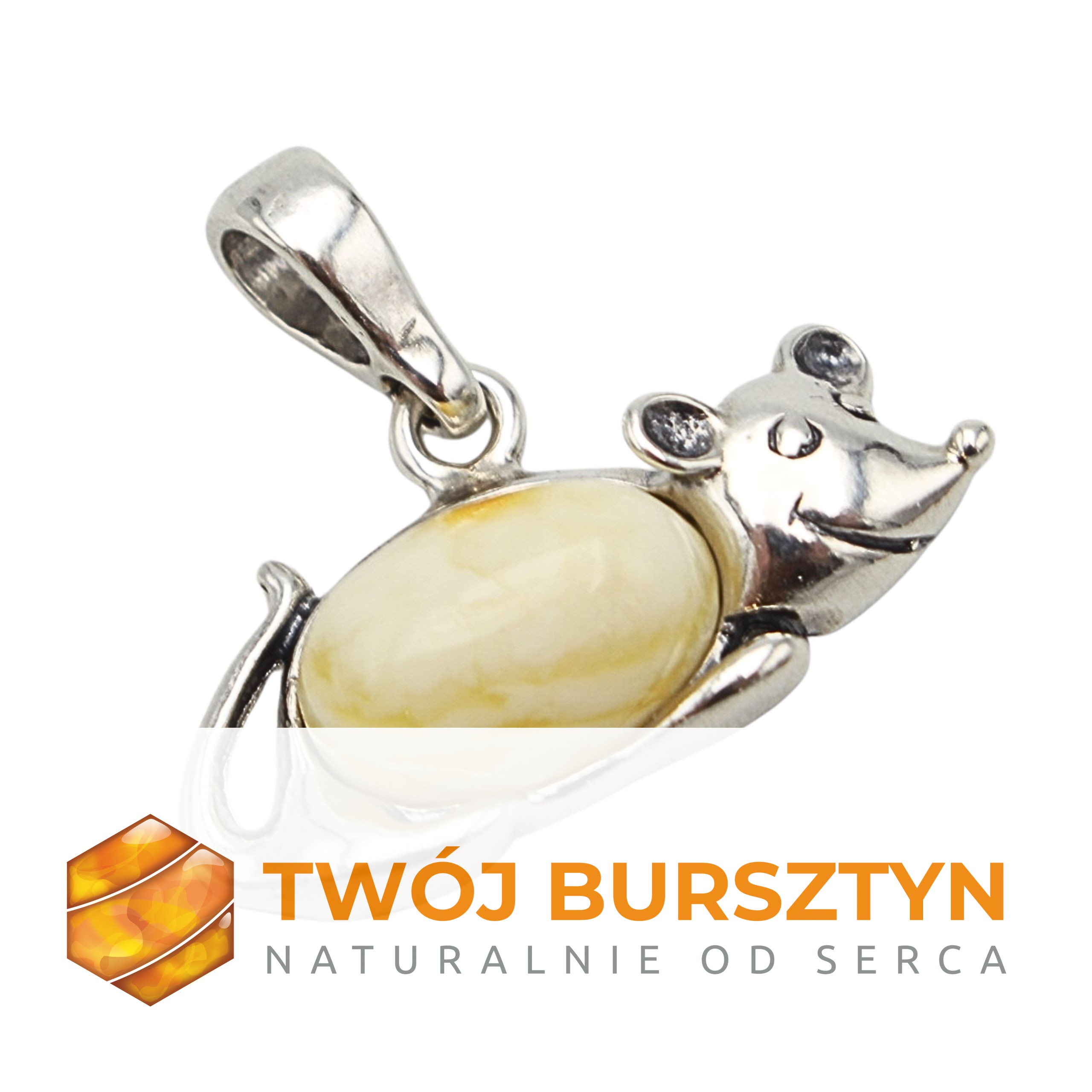 WISIOREK zawieszka NASZYJNIK z bursztynem BURSZTYN srebro 925 +ŁAŃCUSZEK