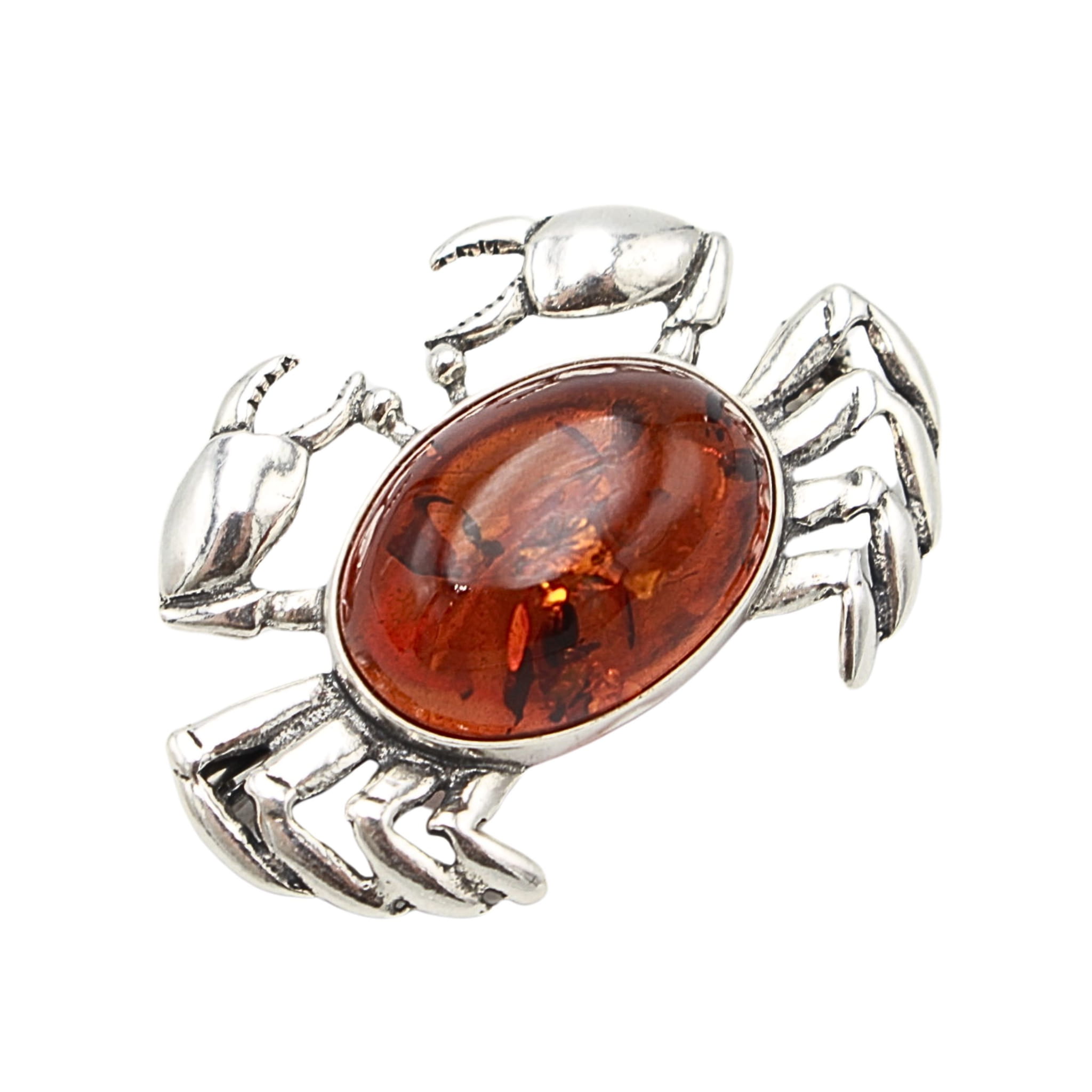 KRAB BROSZKA Z BURSZTYNEM  SREBR0 925 bursztyn